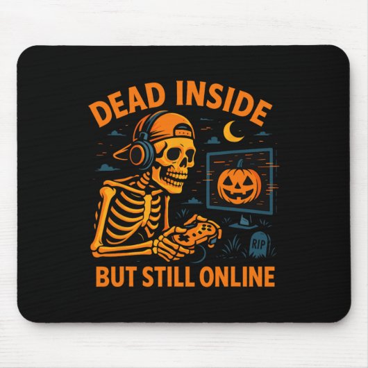Skeleton Gamer Dead Inside Still Online Funny Hall Mousepad (Vorne)