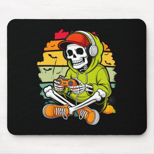 Skeleton-Gamer Faules Halloween-Kostüm Cool Video- Mousepad (Vorne)