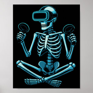 Skeleton Gamer Vr Headset Sonniges Halloween Gamin Poster