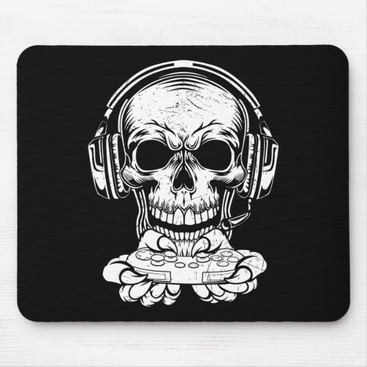 Skeleton Gaming Spooky Cloud Video Game Fan Mousepad (Vorne)