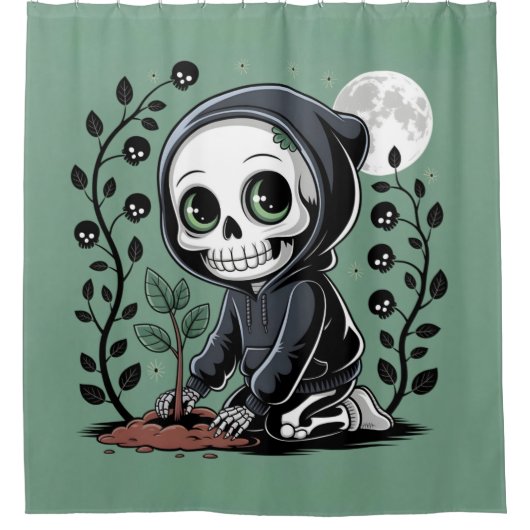 Skeleton Gardener Duschvorhang (Vorderseite)