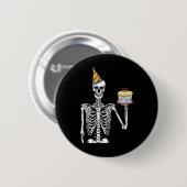 Skeleton Geburtstagsparty Lazy Halloween Kostümspa Button (Vorne & Hinten)