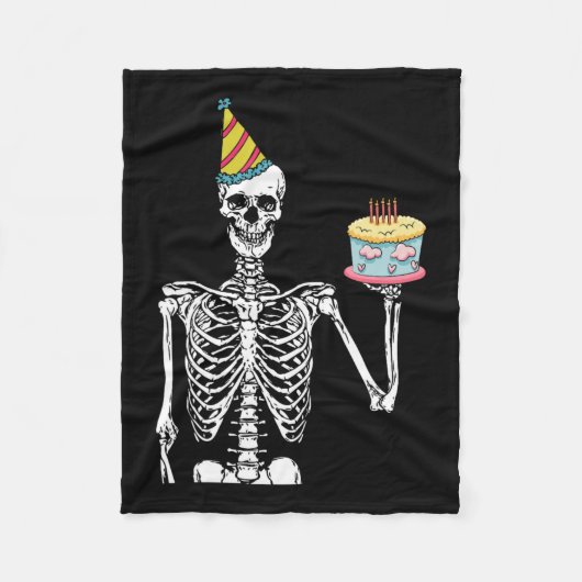 Skeleton Geburtstagsparty Lazy Halloween Kostümspa Fleecedecke (Vorderseite)