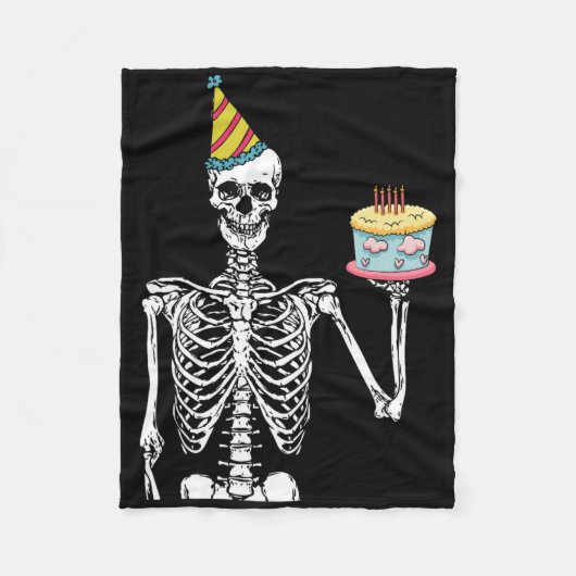 Skeleton Geburtstagsparty Lazy Halloween Kostümspa Fleecedecke (Vorderseite)