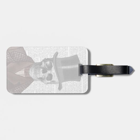 Skeleton Gentleman and Top Hat Gepäckanhänger (Rückseite horizontal)
