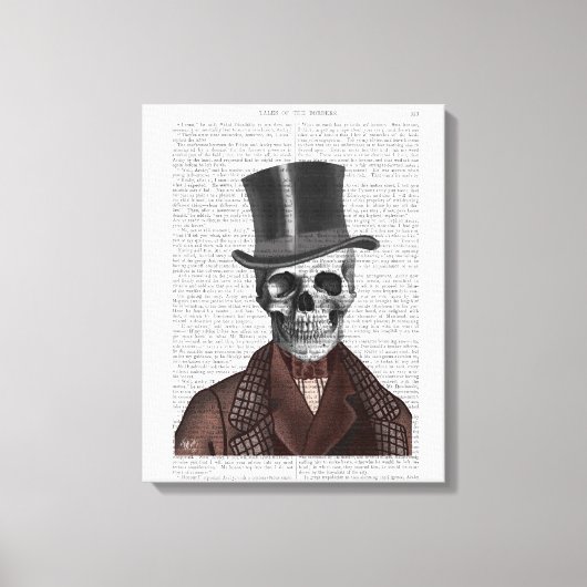 Skeleton Gentleman and Top Hat Leinwanddruck (Vorderseite)