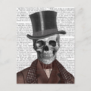 Skeleton Gentleman and Top Hat Postkarte