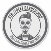 Skeleton Gentleman Barber Logo Cross Branding Aufkleber (Vorderseite)