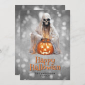 Skeleton Ghost Jack OHappy Halloween Feiertagskarte (Vorne/Hinten)