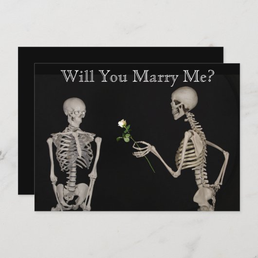 Skeleton gibt eine Rose Save the Date (Vorne/Hinten)