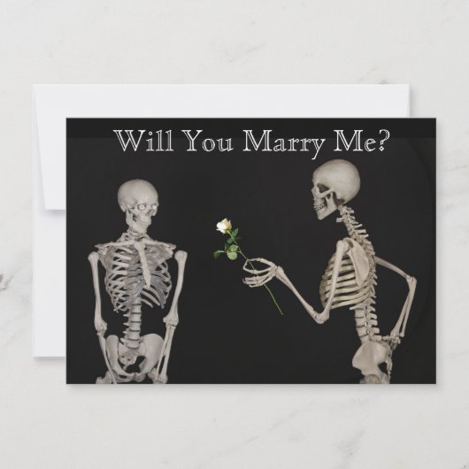 Skeleton gibt eine Rose Save the Date (Vorderseite)