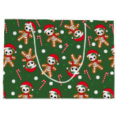 Skeleton Gingerbread Man Green Große Geschenktüte (Rückseite)