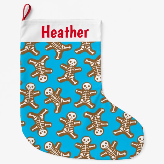 Skeleton Gingerbread Man Pattern Großer Weihnachtsstrumpf (Vorderseite)