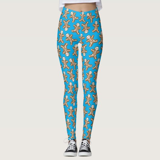 Skeleton Gingerbread Man Pattern Leggings (Vorderseite)