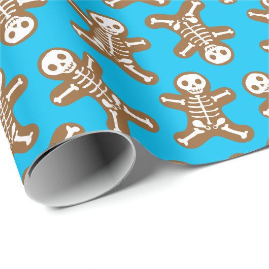 Skeleton Gingerbread Men Geschenkpapier (Rolleneckpunkt)