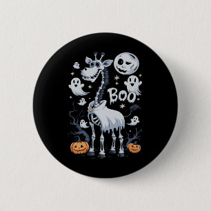 Skeleton Giraffe in Ghosts Halloween Button