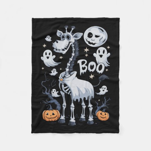 Skeleton Giraffe in Ghosts Halloween Fleecedecke (Vorderseite)