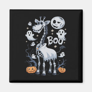 Skeleton Giraffe in Ghosts Halloween Magnet