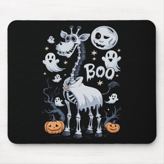 Skeleton Giraffe in Ghosts Halloween Mousepad (Vorne)