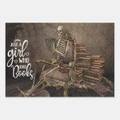 Skeleton Girl Book Lover Geschenkpapier Set (Vorderseite 2)