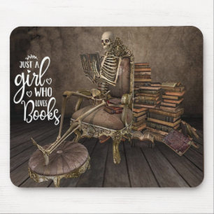 Skeleton Girl Book Lover Mousepad