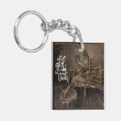 Skeleton Girl Book Lover Schlüsselanhänger (Vorderseite links)