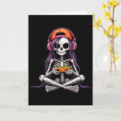 Skeleton Girl Gamer Funny Halloween Costume Spooky Karte (Gelbe Blume)