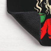 Skeleton Girl Santa Drinking Coffee Xmas Funny Sku Mousepad (Ecke)