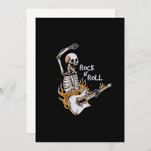 Skeleton Gitarre spielen mit Feuer Dankeskarte (Vorne/Hinten)