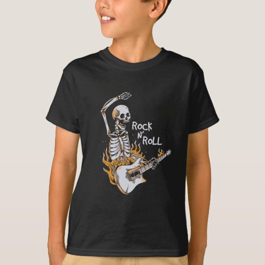 Skeleton Gitarre spielen mit Feuer T-Shirt (Vorderseite)