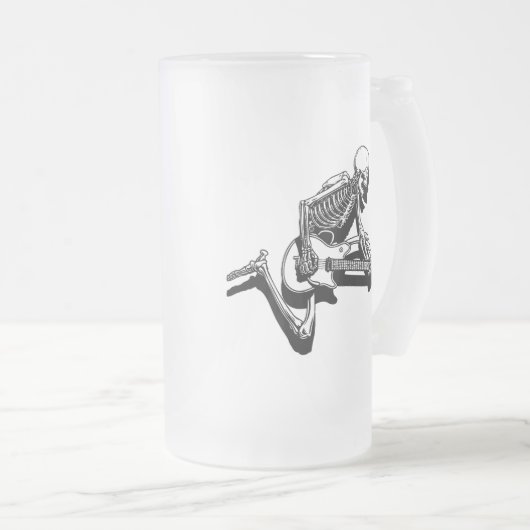 Skeleton Gitarrist springen Mattglas Bierglas (VorderseiteRechts)