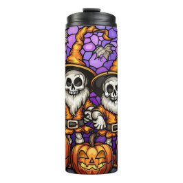 Skeleton Gnomes Halloween Thermosbecher