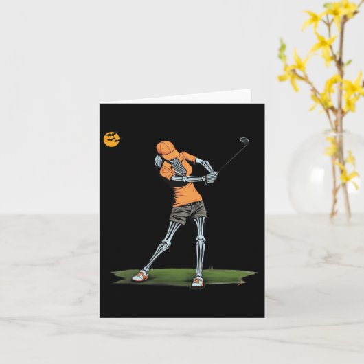 Skeleton Golf Funny Halloween Golfsport Golfe Karte (Gelbe Blume)
