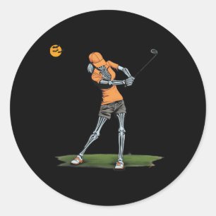 Skeleton Golf Funny Halloween Golfsport Golfe Runder Aufkleber