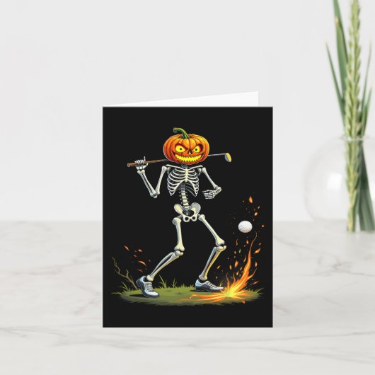 Skeleton Golf Funny Halloween Pumpkin Golf Karte (Vorderseite)
