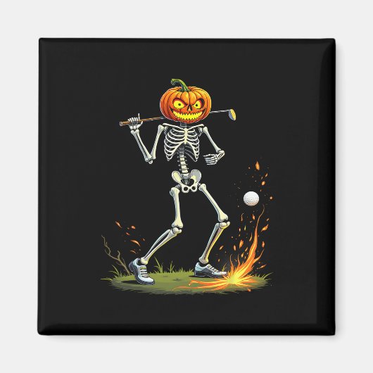 Skeleton Golf Funny Halloween Pumpkin Golfing Golf Magnet (Vorne)