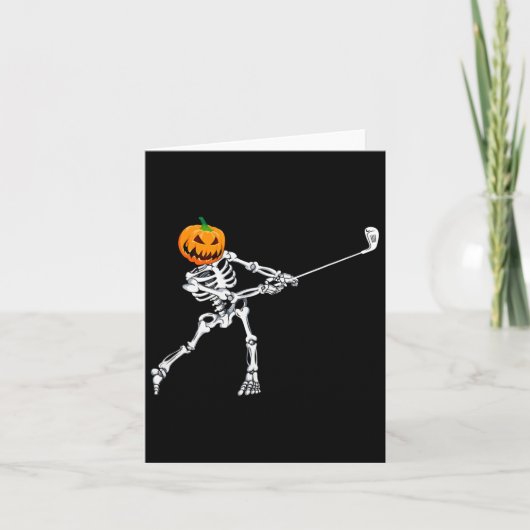 Skeleton Golf Halloween Pumpkin Golfer Karte (Vorderseite)