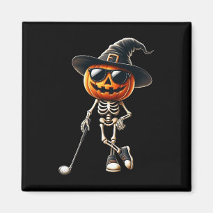 Skeleton Golf Pumpkin Golfing Golfer Halloween Cos Magnet