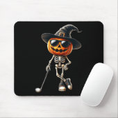 Skeleton Golf Pumpkin Golfing Golfer Halloween Cos Mousepad (Mit Mouse)