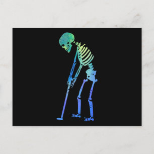 Skeleton Golfer Funny Halloween Golf Sport Postkarte