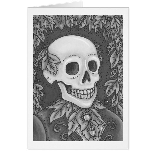 SKELETON GOTH GENTLEMAN SKULL GREETING CARD Blank (Vorne)
