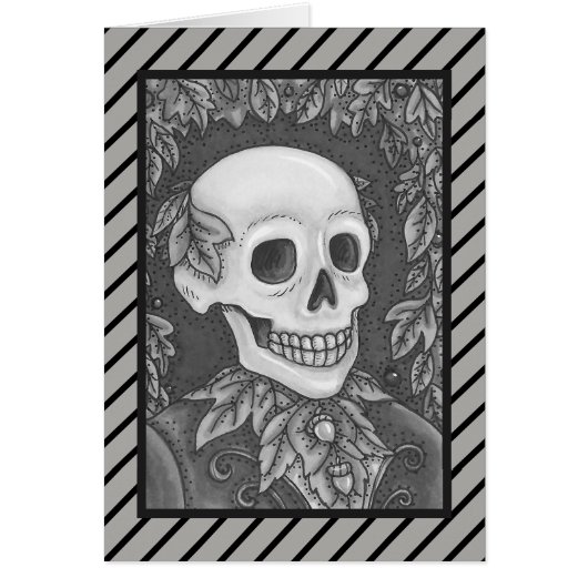 SKELETON GOTH GENTLEMAN SKULL GREETING CARD Blank (Vorne)