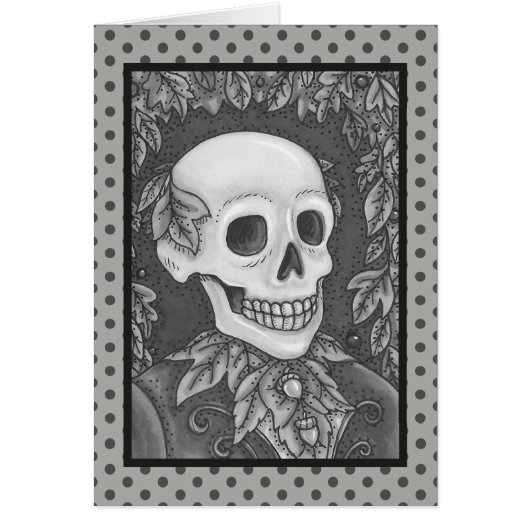 SKELETON GOTH GENTLEMAN SKULL GREETING CARD Blank (Vorne)
