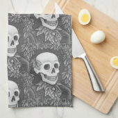 SKELETON, GOTHIC GENTLEMAN SKULL KITCHEN TOWEL GESCHIRRTUCH (Viertel Falte)
