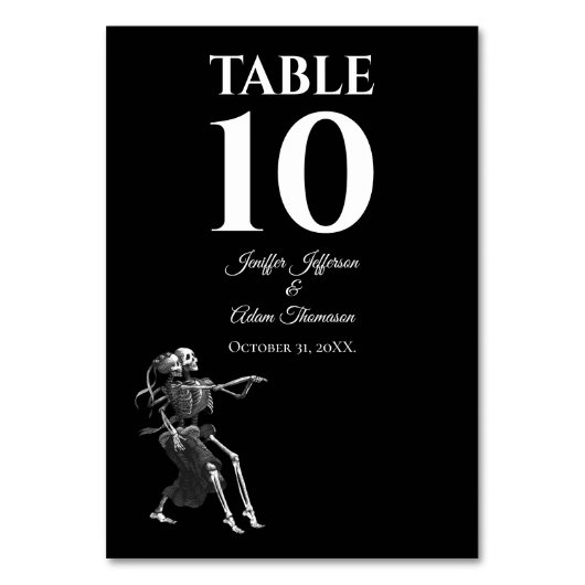 Skeleton Gothic Halloween Alternative Wedding Tischnummer (Rückseite)