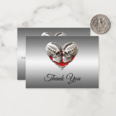 Skeleton Gothic Halloween wedding thank you Mitteilungskarte (Vorderseite/Rückseite Beispiel)