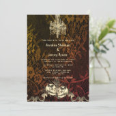 Skeleton Gothic Lace Chandelier Halloween Hochzeit Einladung (Stehend Vorderseite)