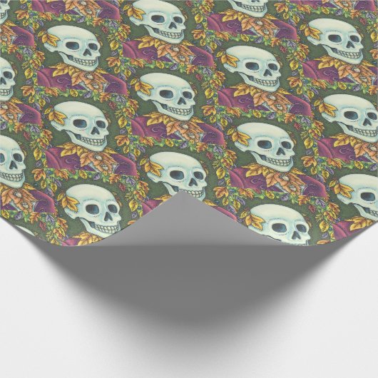 SKELETON, GOTHISCHES GENTLEMAN SKULL WRAPPING PAPI GESCHENKPAPIER (Ecke)