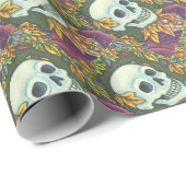 SKELETON, GOTHISCHES GENTLEMAN SKULL WRAPPING PAPI GESCHENKPAPIER (Rolleneckpunkt)