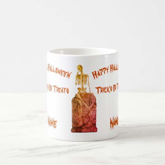 Skeleton Grabstein Halloween Funny Personalisiert Kaffeetasse (Mittel)